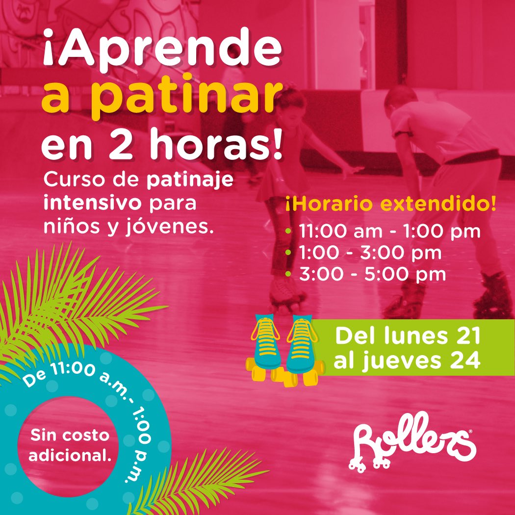 rollers_rd's tweet photo. ¡El curso de patinaje intensivo tiene horario extendido a 3 TANDAS! Aprende a patinar en 2 horas. #rollersrd https://t.co/FySbRKXJ7h