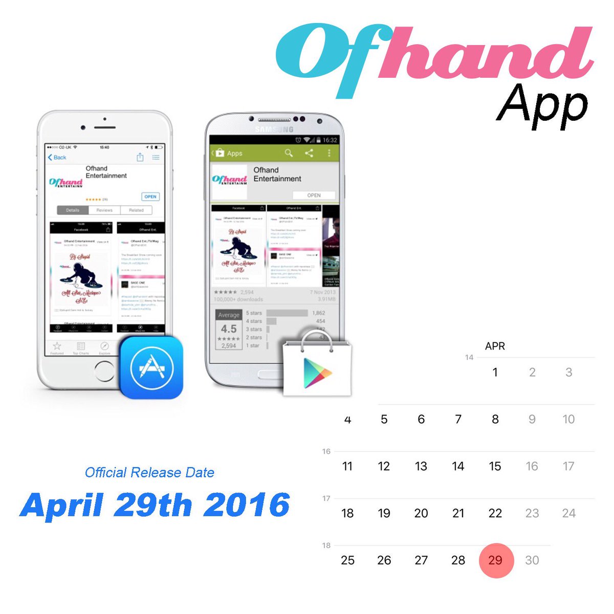 OfhandEnt's tweet image. Spread the Goodnews Ofhand Entertainment Mobile App launch April 29th 2016! Anticipate....