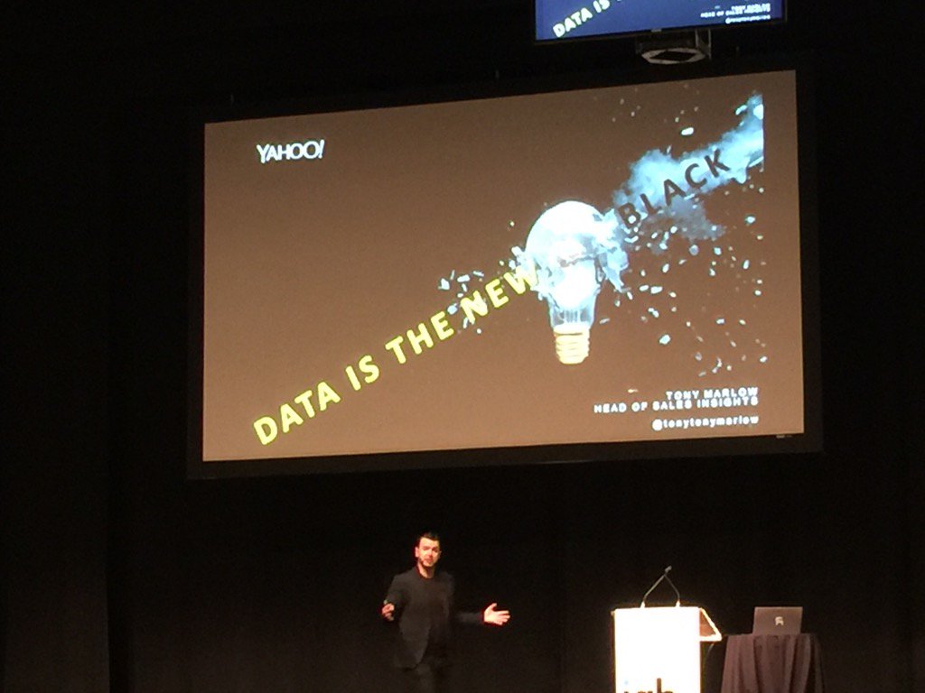 YahooAdsCA's tweet photo. .@tonytonymarlow presents "data is the new black" before a packed house @iabcanada #programmatic cc @BrightRoll https://t.co/4yK8lxO5zZ