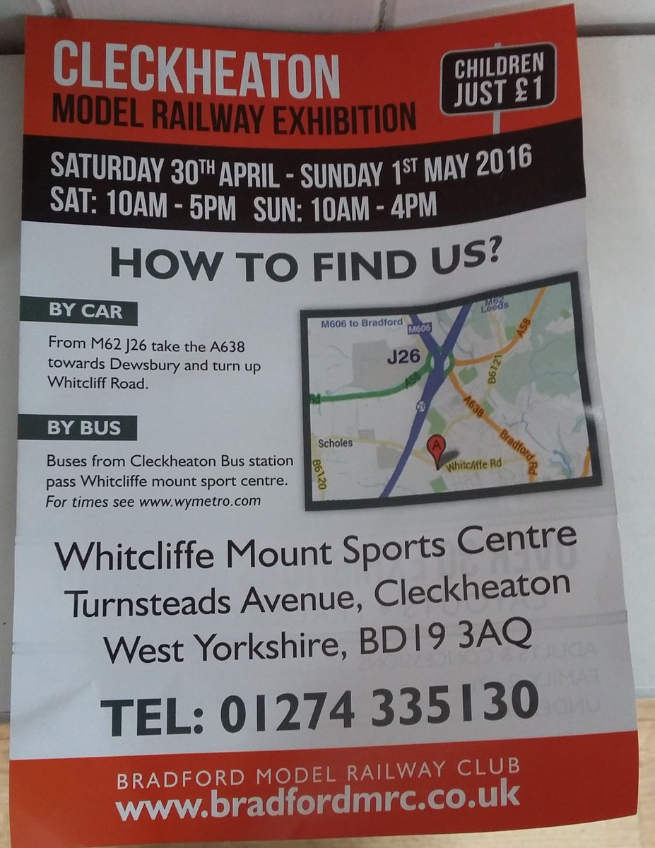 Next Exhibition: Cleckheaton Model Railway Exhibition. Saturday 30th April &amp; Sunday 1st May 2016