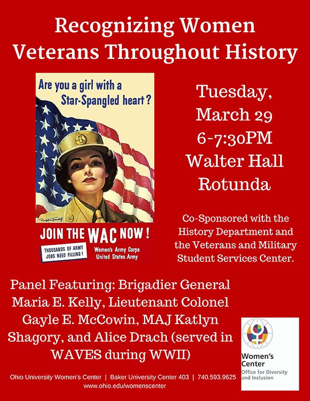 Join Us As We Recognize Women Veterans Throughout History!
<a href="/OHIO_CUE/">OHIO Calendar</a> @OUSenate <a href="/ThePost/">The Post</a> <a href="/woubnews/">WOUB News</a>