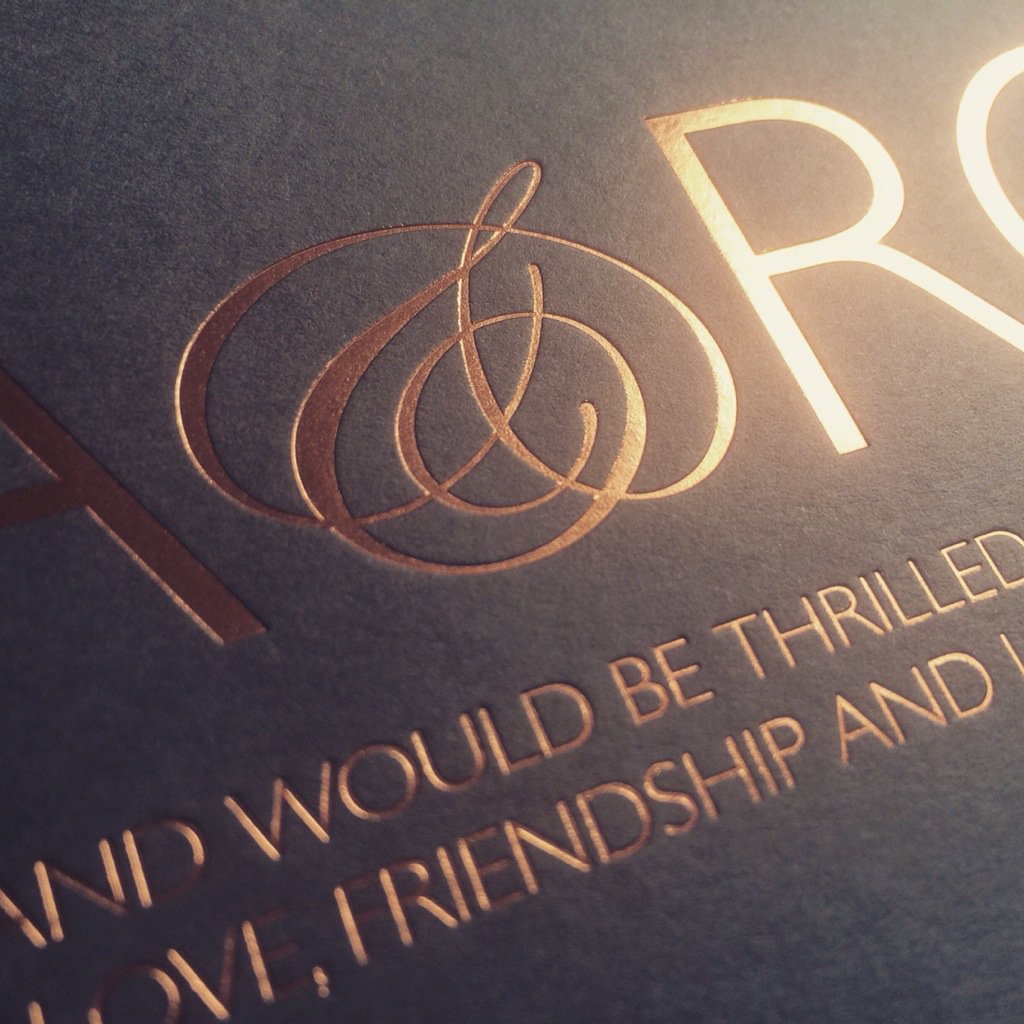 Gorgeous copper foiled invitations by <a href="/emilyandjo/">Emily&Jo</a> for one of our clients....