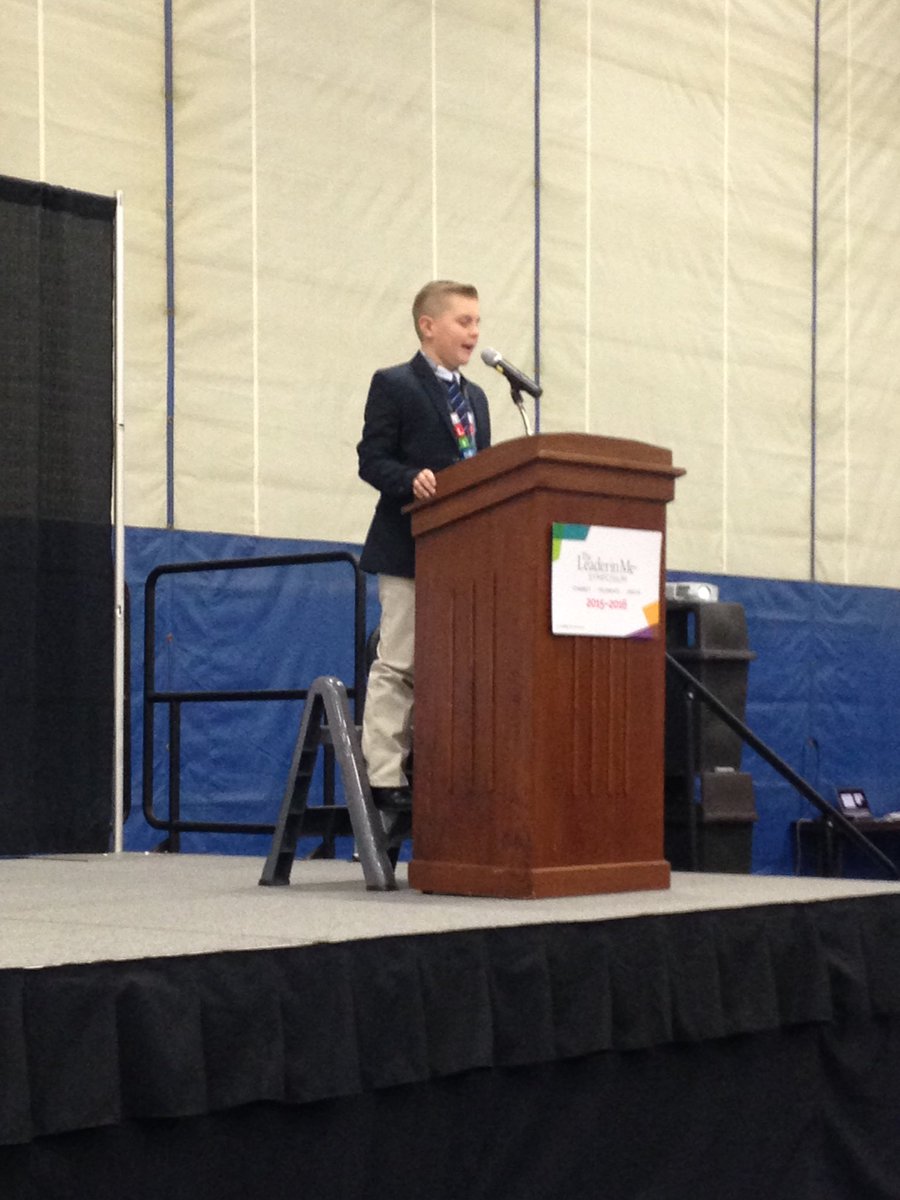 EricaLatowski's tweet photo. So proud of Ethan introducing Mr. Sean Covey!! What an amazing intro! 👏👏#tlimerie #tlim #standmi @jennifer_megge https://t.co/YBB4a2fmVN