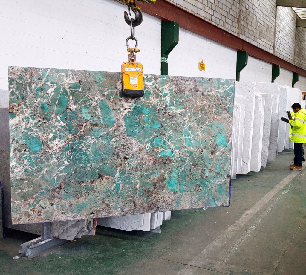 STONEWORLDuk's tweet photo. Why, hello there Mr. Amazonite 😍 #justarrived #instock #stoneworldlondon #NaturalStone #interiordesign #luxury https://t.co/tN9hOx5B7q