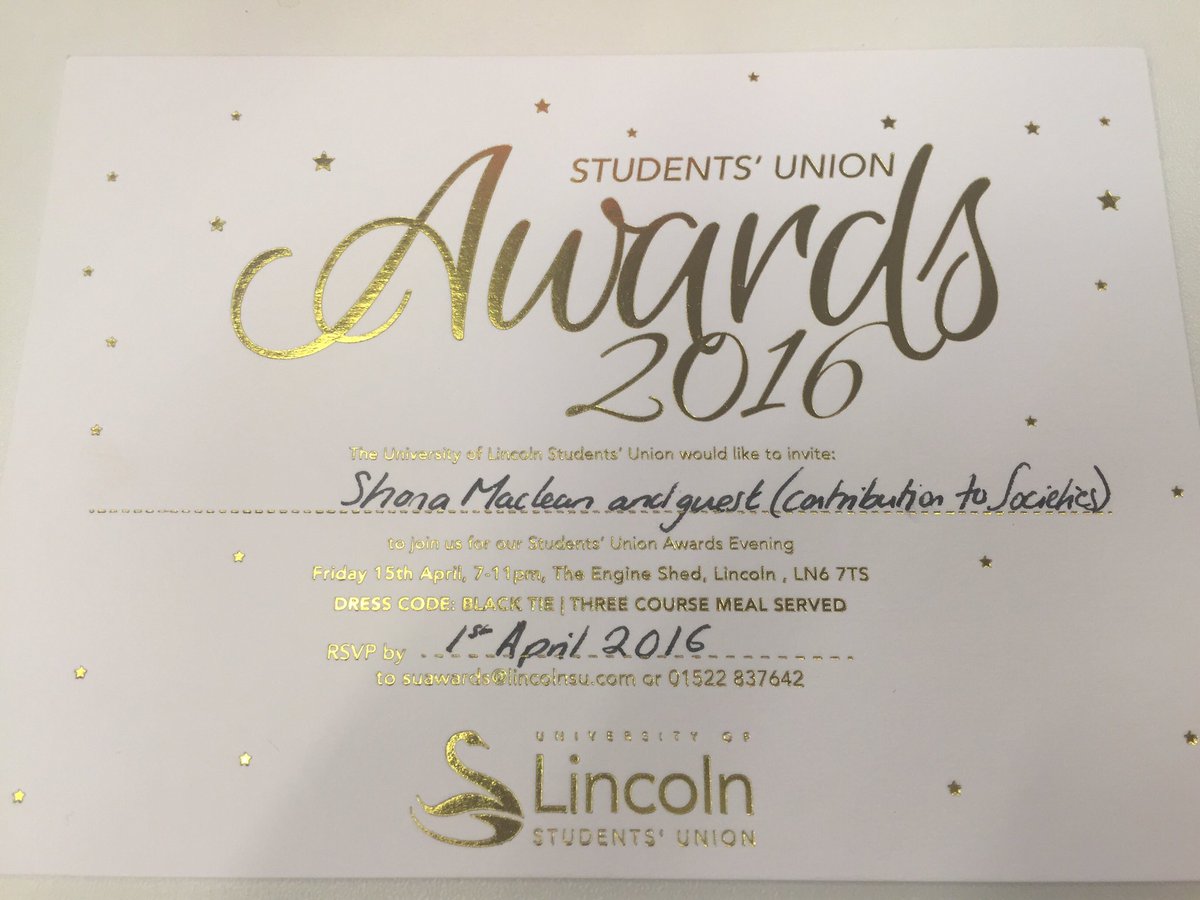 Absolutely delighted to be shortlisted for Outstanding Contribution to Societies  <a href="/unilincoln/">University of Lincoln, UK</a> @UL_HSC <a href="/lincolnSU/">Lincoln SU</a>