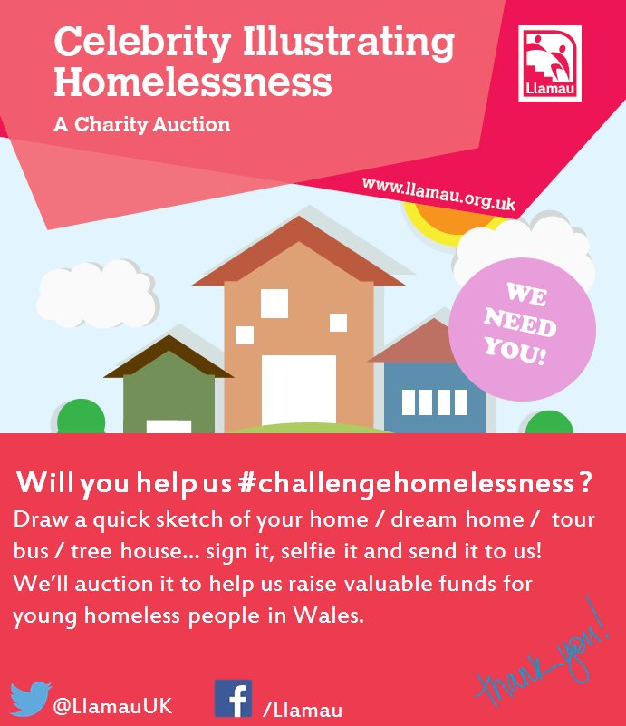 LlamauUK's tweet photo. Welcome to Cardiff @yolandabrown Please help us challenge #homelessness w/ a quick sketch for auction! @stdavidshall https://t.co/XXTvehjfaa