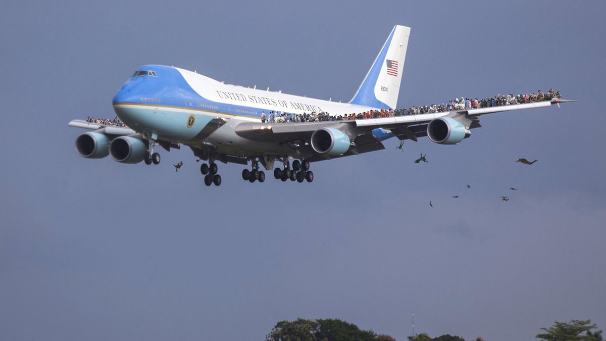 TheOnion's tweet image. Hundreds Of Cuban Refugees Clinging To Air Force One On Flight Back To U.S. onion.com/1UMBhMm
