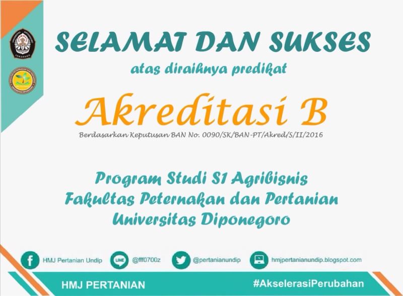 Selamat dan Sukses untuk Prodi S1 Agribisnis Undip. Semakin jaya! 🙌😊