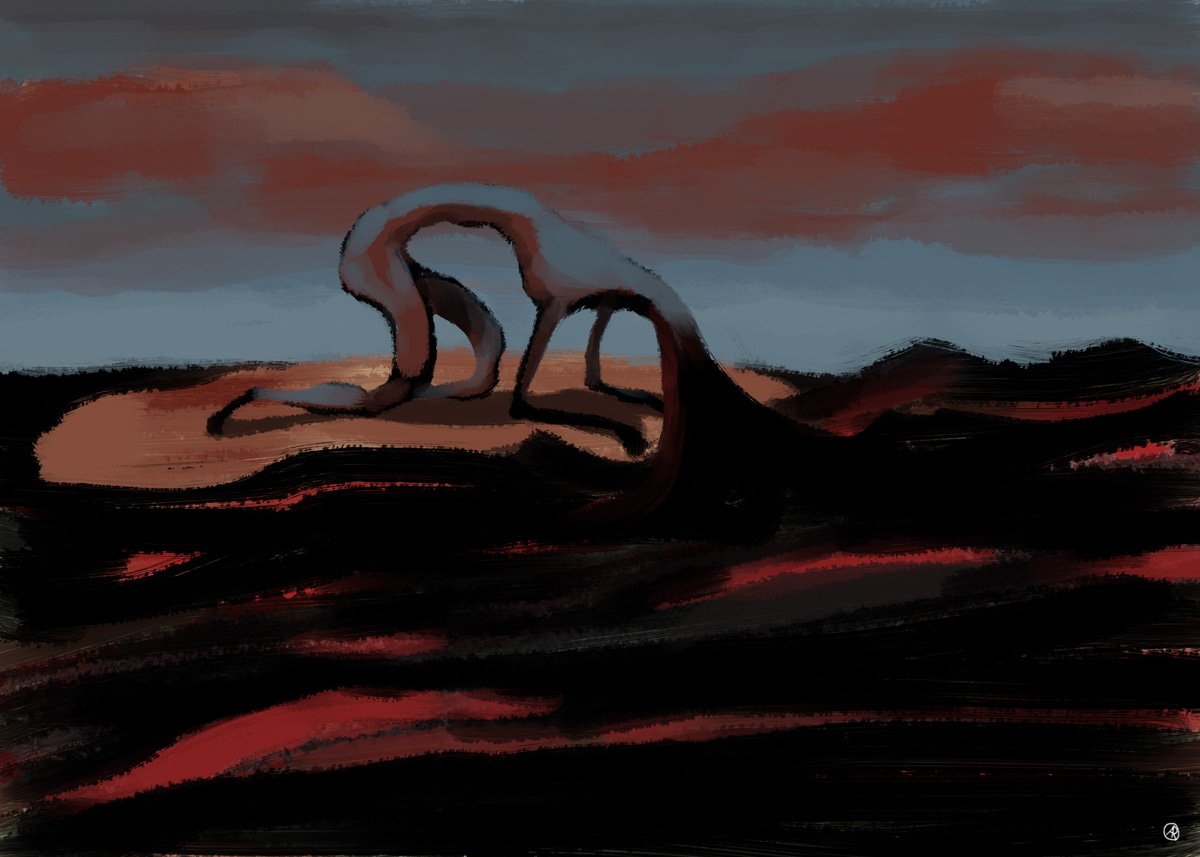Ranghos's tweet photo. Riverso nel #dolore, In the #Pain, 70x50 cm, #art #digitalart #illustration https://t.co/XCZ6e4z55Z