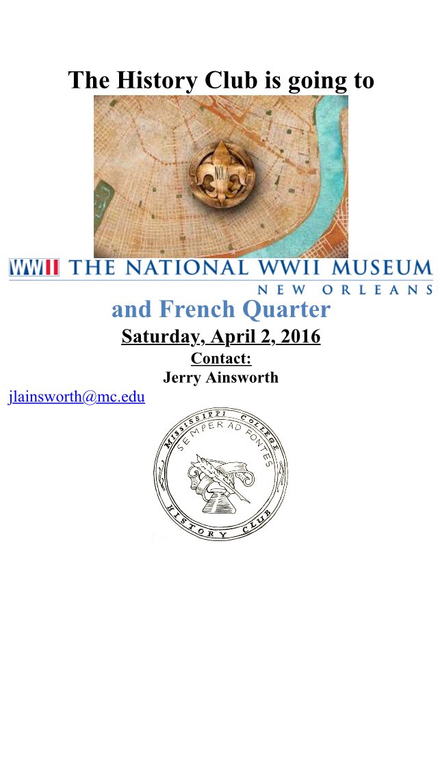 Come to NOLA with the History Club!