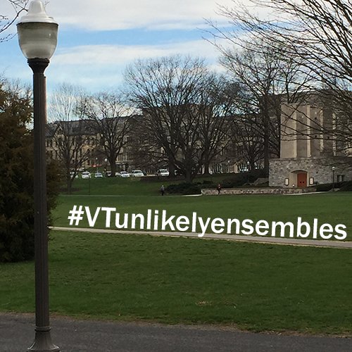 VTBands's tweet photo. Catch #VTWE on campus today (3pm)... you never know where they might appear! #VTunlikelyensembles #classicallymodern https://t.co/ZEFdjMVPlz