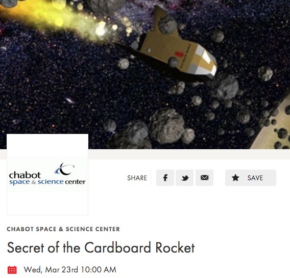 RedRoverSF's tweet photo. Discover the Secret of the Cardboard Rocket TODAY @ChabotSpace. https://t.co/sowo5JlEdr https://t.co/seZYTdg0eT