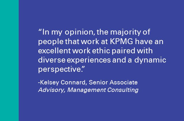 KPMGThrive's tweet photo. Sr Associate Kelsey Connard talks #KPMGFit in #ManagementConsulting. #WhyKPMG https://t.co/4Bc8IXxNij https://t.co/5NpVKZzxXq