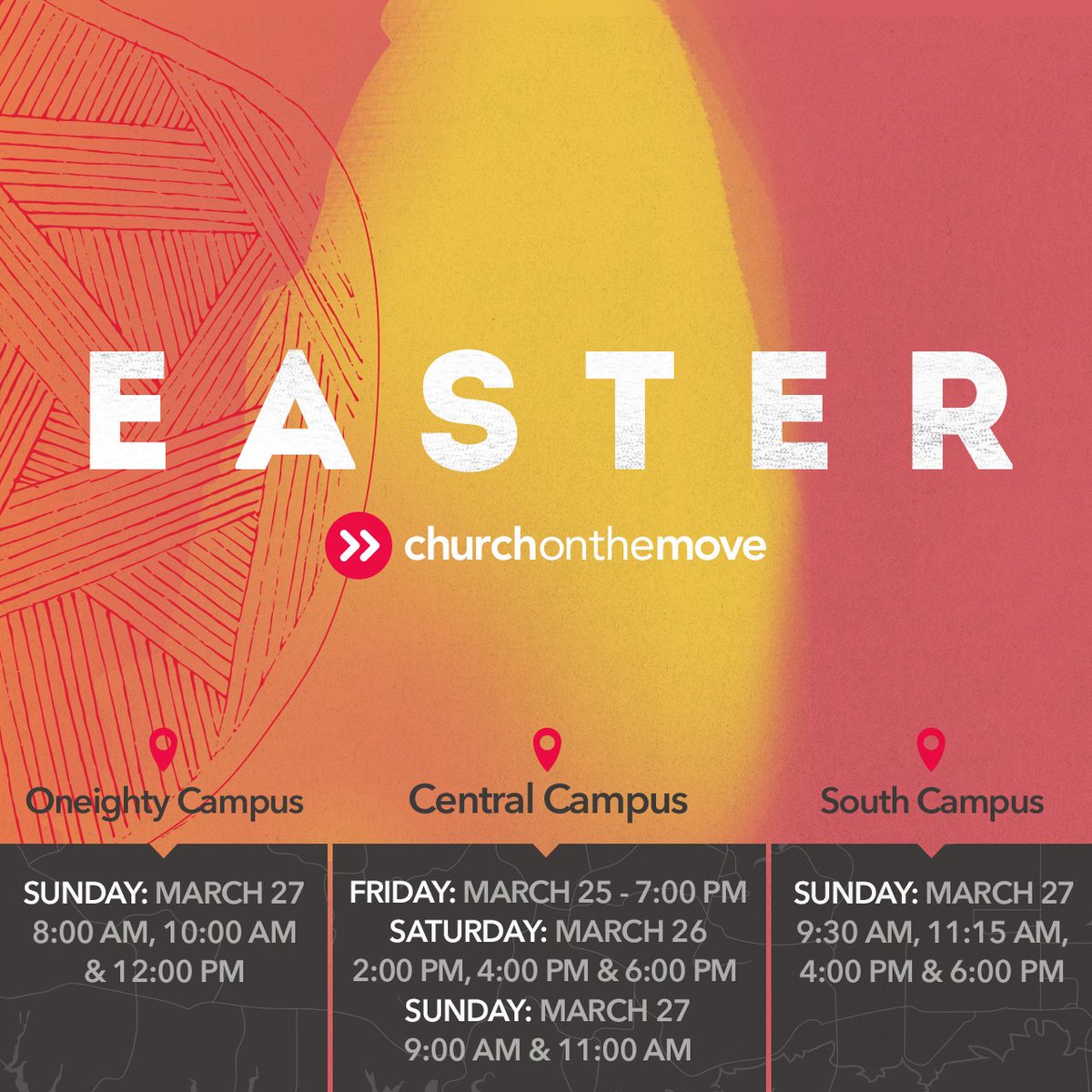 jra3086's tweet photo. If you're in Tulsa, you're invited to join us for Easter @churchonthemove this weekend! #MakeEasterMatter https://t.co/B1WJjYJ624