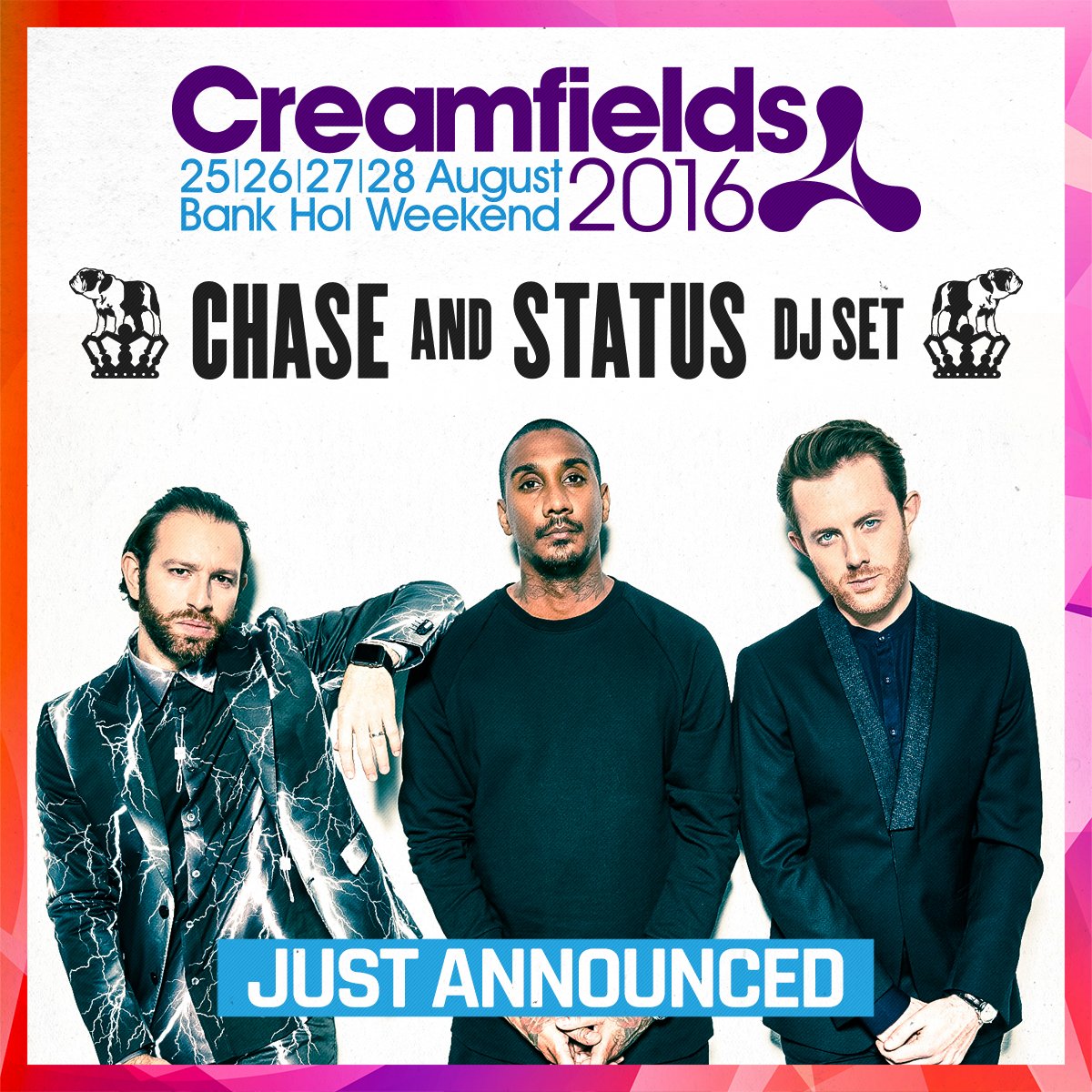 <a href="/chaseandstatus/">Chase & Status</a>  just announced as a Friday night headliner for #Creamfields2016