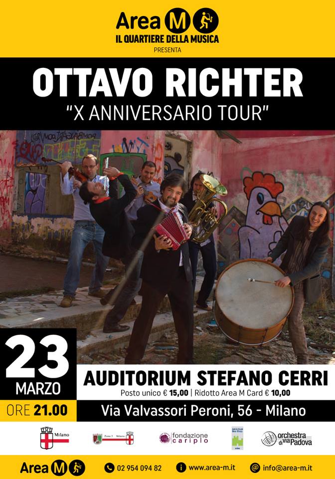 #AreaM e <a href="/ottavorichter/">ottavo richter</a> vi aspettano questa sera alle 21 all'Auditorium "Stefano Cerri" di via Valvassori Peroni 56