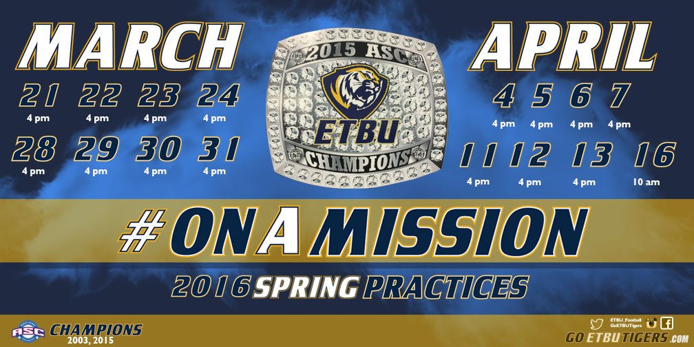 ETBU_Football's tweet photo. Spring Time Is Here!!! #OnAMission #ASCchampions https://t.co/2eHyMEREIu