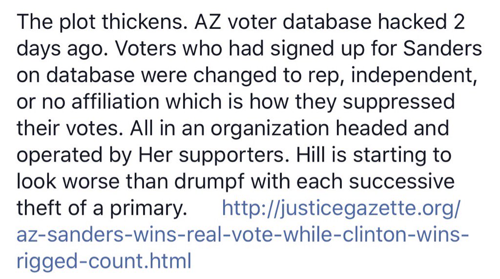GottaBernNow's tweet image. New disturbing info re AZ #electionfraud #VoterSuppression #AZPrimary #BernieSanders #StillSanders #FeelTheBern