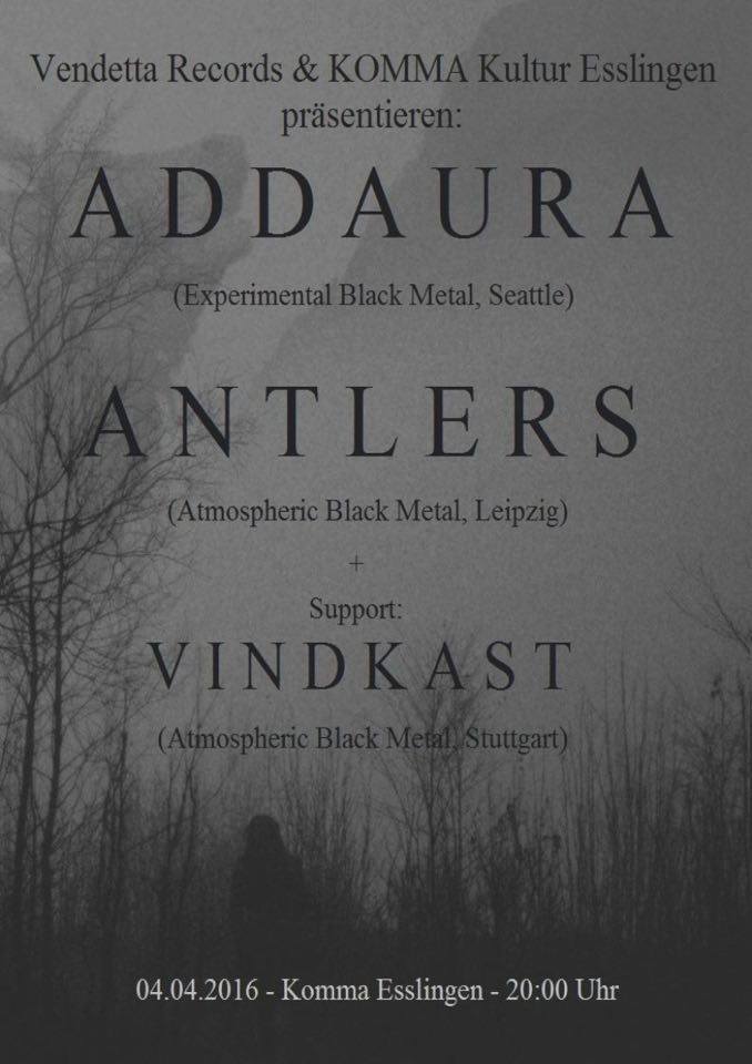 kommaesslingen's tweet photo. Unsere nächste Veranstaltung: Atmospheric #Blackmetal-Abend mit #Addaura, #Antlers &amp; #Vindkast. 4.4.16, 20 Uhr. https://t.co/Ms4Y1FbR7U