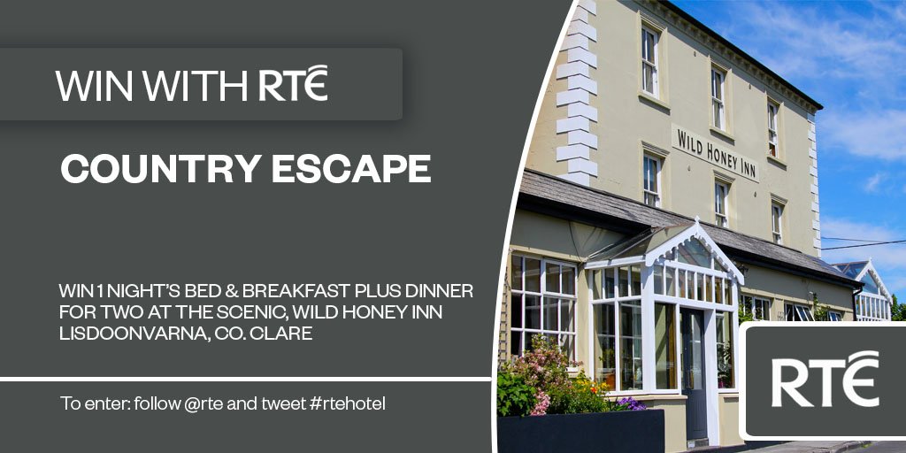rte's tweet photo. *New Comp* Win 1 night B+B plus dinner for 2 @WildHoneyInn Co.Clare. To enter follow @rte and tweet #rtehotel https://t.co/PGZKHeXBdH