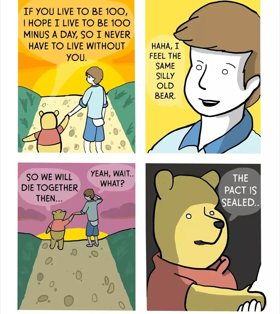 NewSide's tweet image. Pooh just went to a dark place. #notchilled #nofucksgiven #pooh #comic