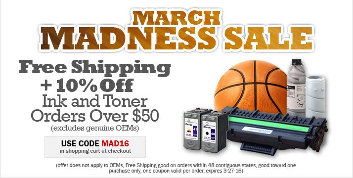 Ink4Less's tweet image. Free Shipping+10% Off $50+ Ink Orders @Ink4Less (excl OEMs). Use code MAD16 Exp 3/27 Shop ink4less.com
