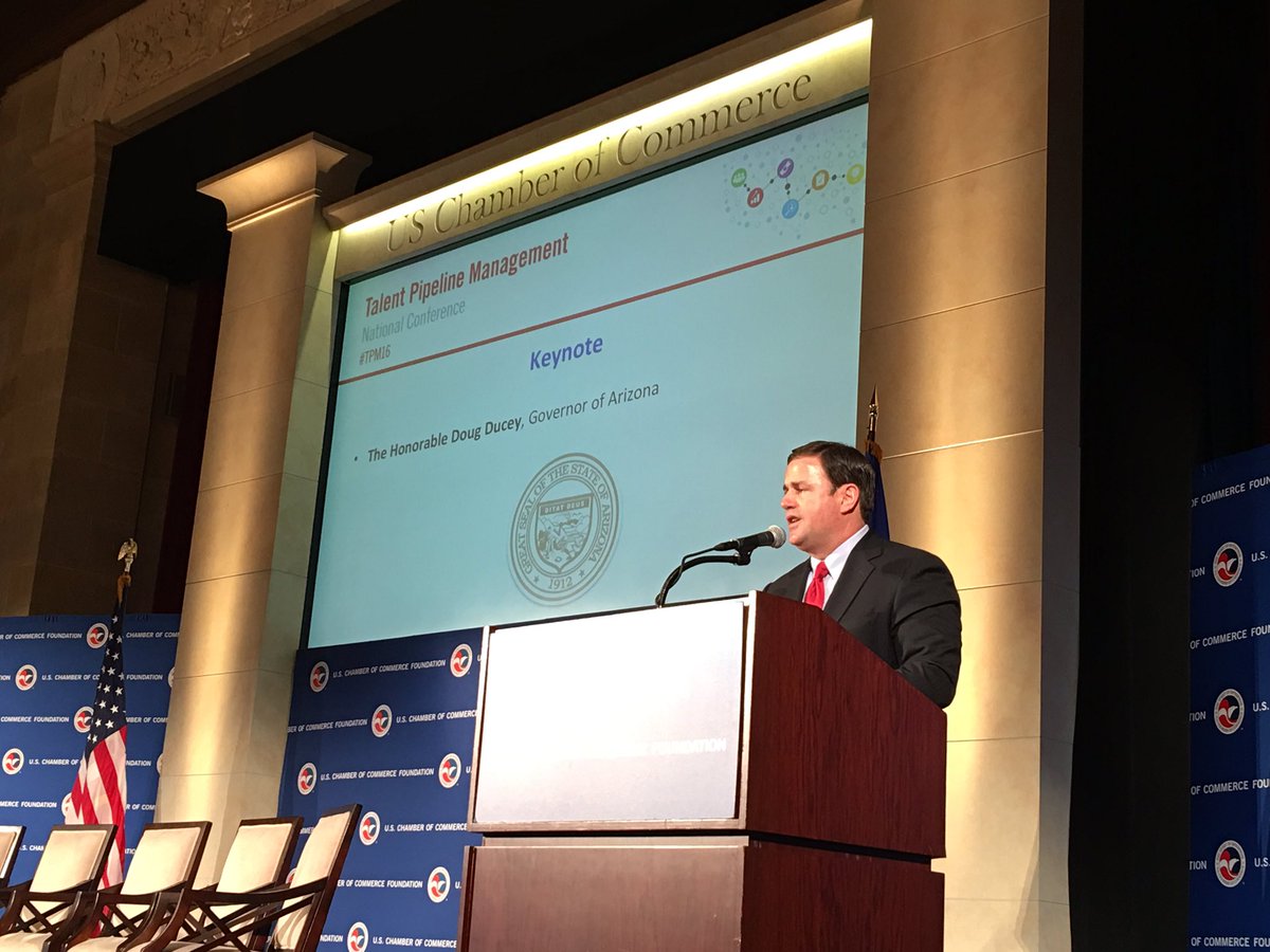 dbseiden's tweet photo. .@dougducey giving the keynote address at the @USChamber Talent Pipeline Management Conference 2016 #TPM16 https://t.co/dDihBbZF7A