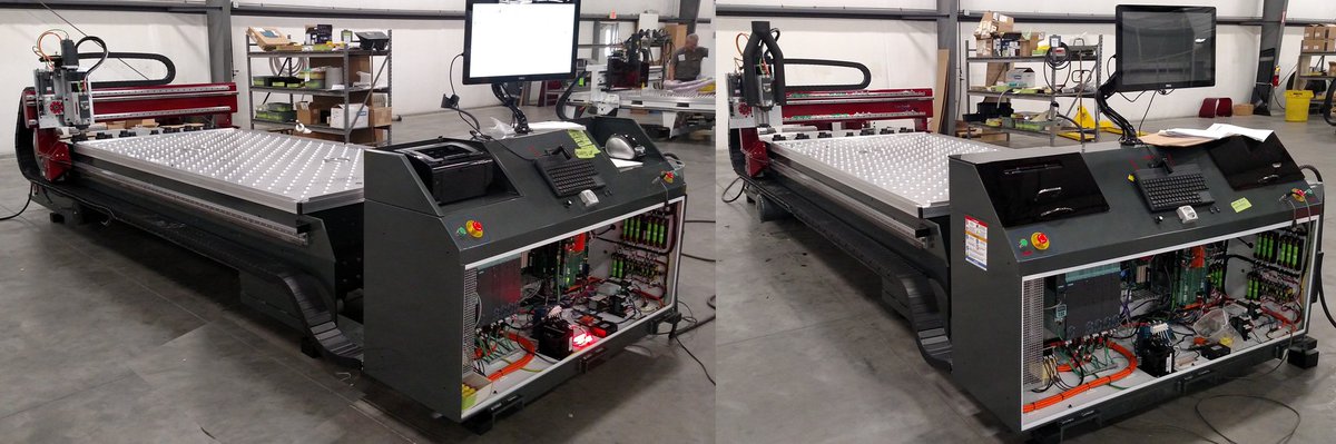 thermwood's tweet photo. Two new #Thermwood #CutCenter's almost ready to head out the door! #cnc #3Axis #nestedbase #noprogramming #cabinets https://t.co/Rp2ttFtdig