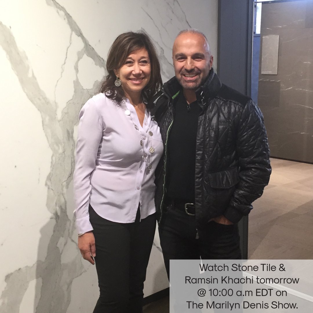 StoneTileInt's tweet image. Set your DVR for the #MarilynDenisShow tomorrow at 10am EDT. Watch Ramsin Khachi use our tiles on a $500 budget.