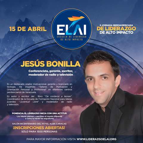 JCCALDERONN's tweet photo. II JORNADA IBEROAMERICANA DE LIDERAZGO DE ALTO IMPACTO.
Inscripciones: https://t.co/YOjNE4yUCo
#ELAI #ELAI2016 https://t.co/nJOfhbDY25