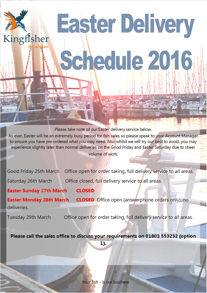 Kingfisher_BXM's tweet image. If your not sure when we are open over the Easter period, here is our schedule for the weekend.