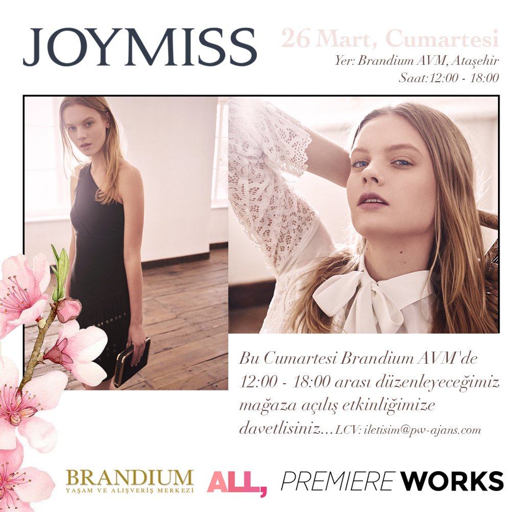 joymissofficial's tweet photo. Bu Cumartesi @brandiumavm mağaza açılışımız için geri sayım başladı! https://t.co/TrhlJRyYH8