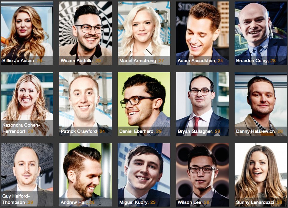 bcbusiness's tweet photo. Get ready to be impressed/envious. Our newest 30 Under 30 are killing it: https://t.co/W82L0IhUpo #30Under30 https://t.co/MGBmJoot9T