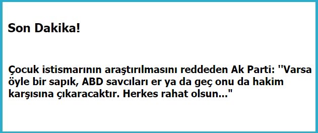 Son Dakika - Çocuk istismarının araştırılmasını reddeden Ak Parti: ''Varsa öyle bir sapık... zaytung.com/sondakikadetay…
