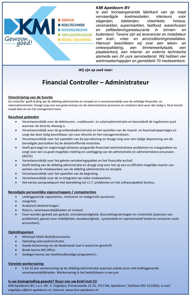 Wordt jij de nieuwe financieel controller van <a href="/KMIApeldoorn/">KMI Apeldoorn</a> ?