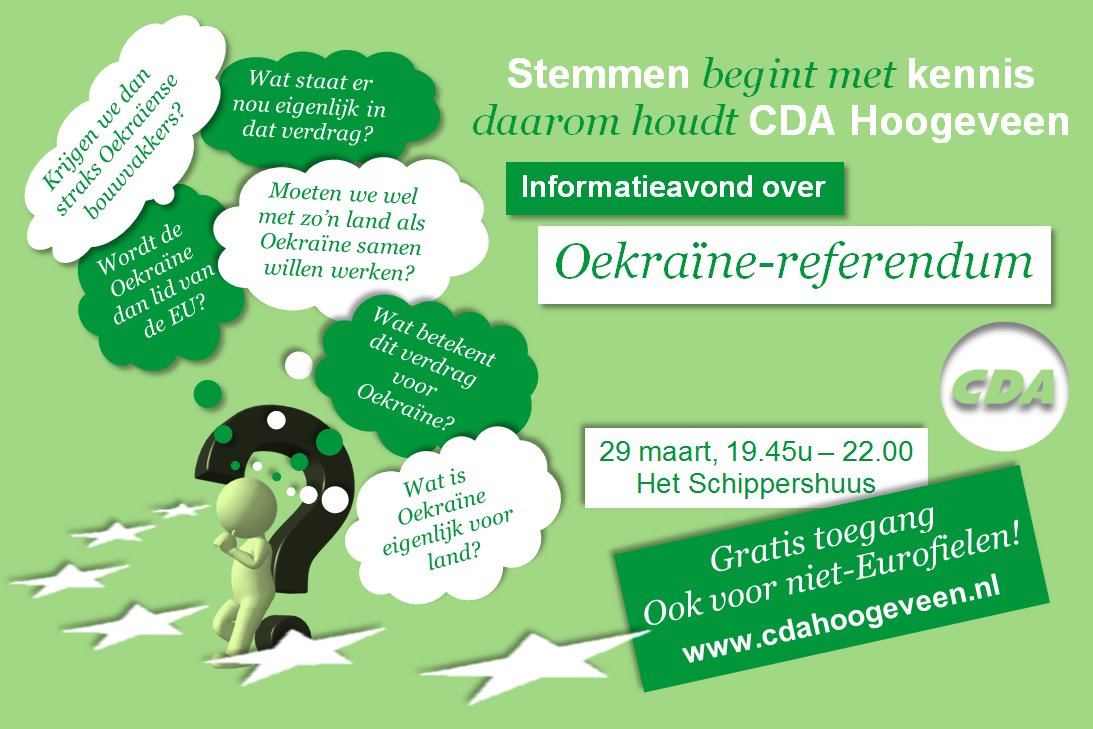 Zit je ook nog met vragen over het Oekraïne-referendum? Kom dan dinsdag naar onze informatie-avond.