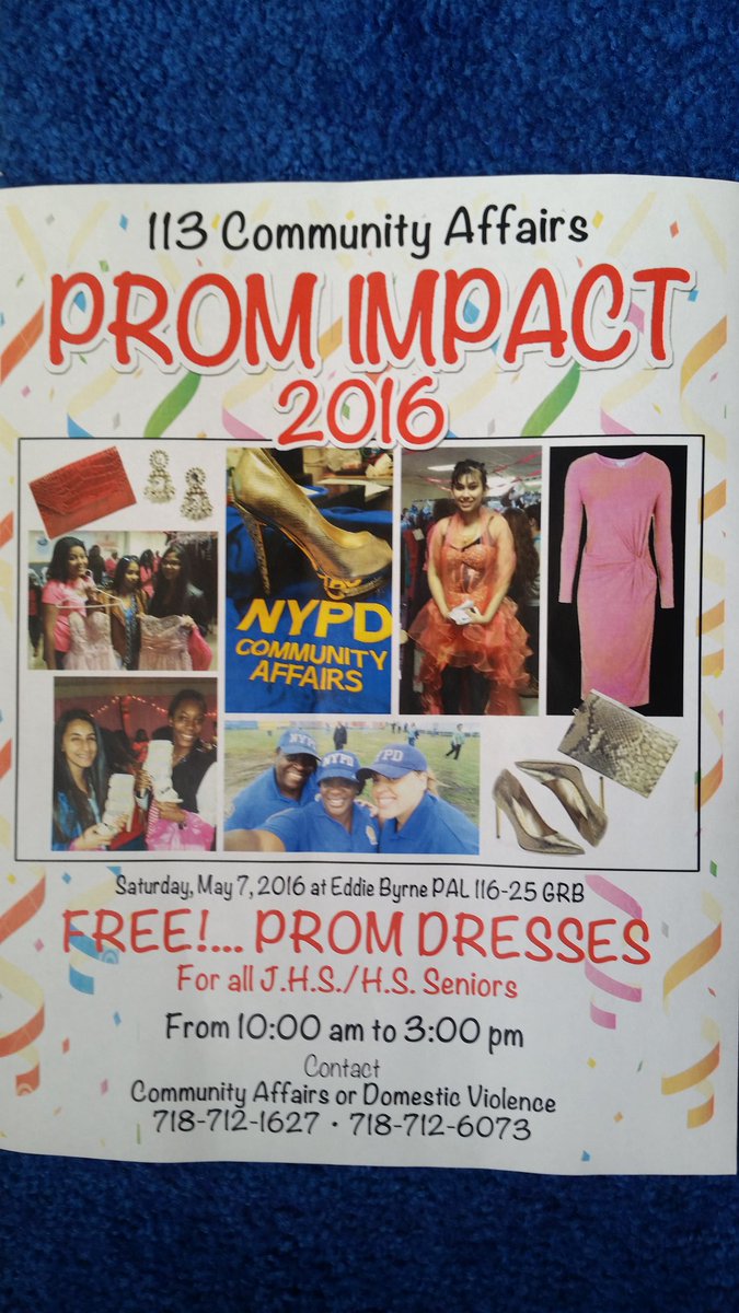NYPD113Pct's tweet photo. Ty Ms.Yvette from #BrooklynTechHS for donating 5 dresses for Prom Impact 2016. @NYCDOE https://t.co/HSdvaNZz2z