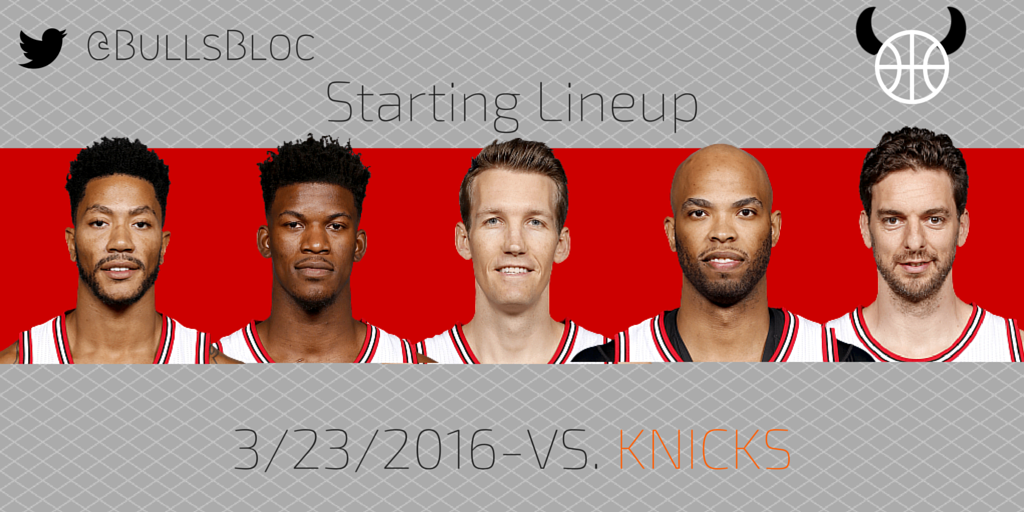 BullsBloc's tweet photo. The #Bulls go for their fourth straight. The starters for tonight... https://t.co/9U84DKSjvD