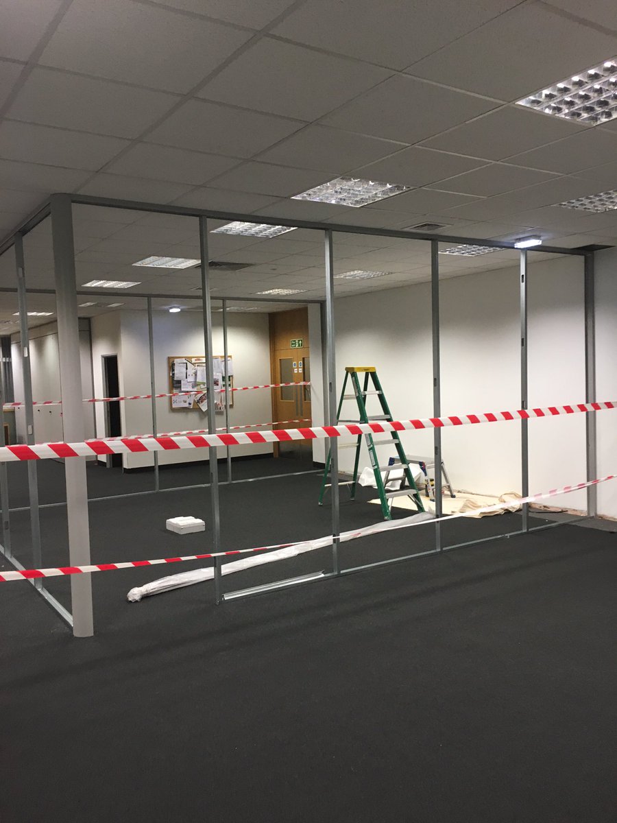 am_maint's tweet photo. Nice progress with install of custom glass partitions #Basildon #tractorplant @ChasGiles1 @ampmroofing #ProjectTeam https://t.co/X3oyipNDeg
