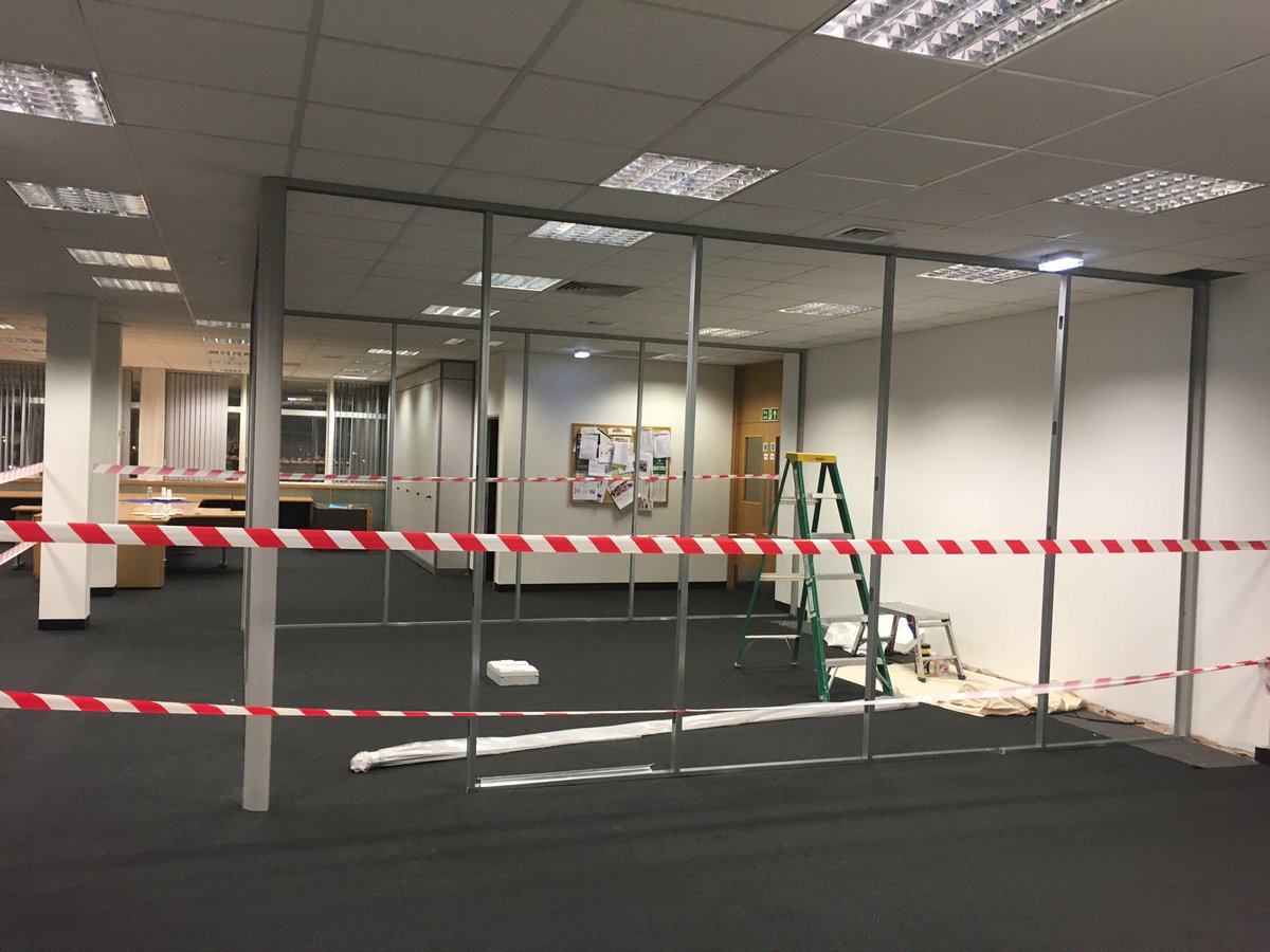 am_maint's tweet photo. Nice progress with install of custom glass partitions #Basildon #tractorplant @ChasGiles1 @ampmroofing #ProjectTeam https://t.co/X3oyipNDeg