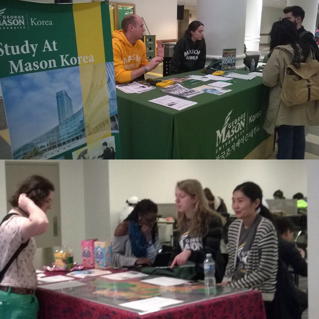 GMUGlobalOffice's tweet photo. Thanks again to @OIPSMason for hosting the #GlobalKiosk event - great time talking to students 🇰🇷🇺🇸🇨🇳 https://t.co/DieFOU1xAc