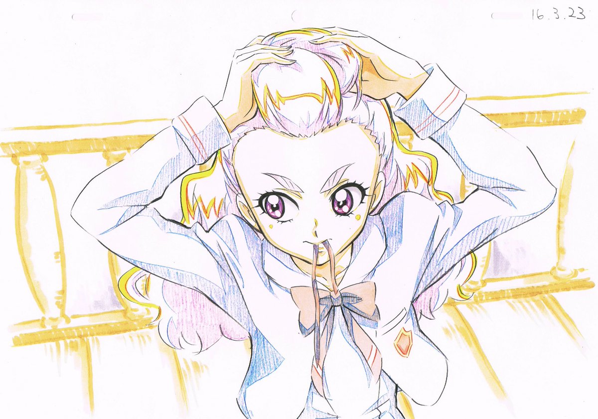1girl solo school uniform long hair purple eyes ribbon adjusting hair  illustration images