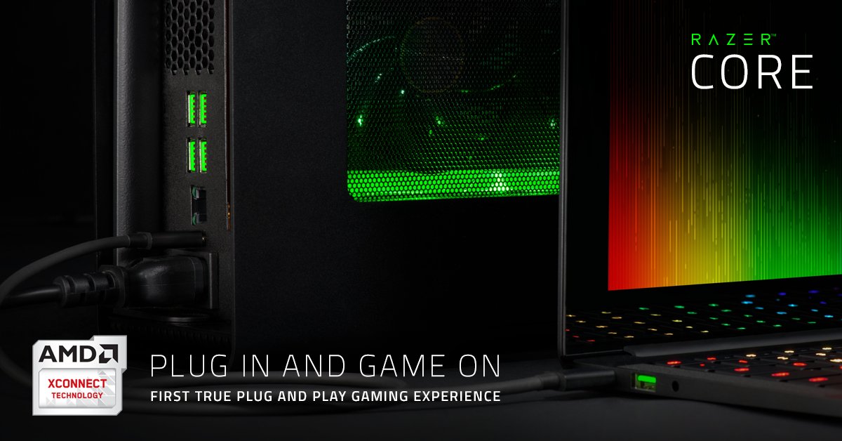 Razer's tweet photo. Ramp up into hardcore desktop gaming with the Razer Core &amp; @AMD XConnect™ technology https://t.co/QQe2WEbKMk https://t.co/nzz7C99Z0X
