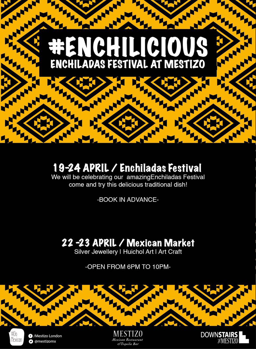 mestizomx's tweet photo. Mestizo's #EnchiladasFestival is coming soon! (19-24 April) #Enchilicious #GoMexican https://t.co/5uycKhiDWE
