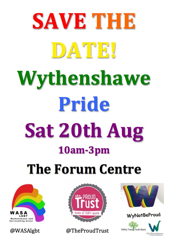 wfm972's tweet photo. #DidYouKnow #WythenshawePride is being held on Sat 20 Aug at @ForumCentre? @TheProudTrust @wythenshawe_chg @WASAlgbt https://t.co/2rvvDGX1ZP