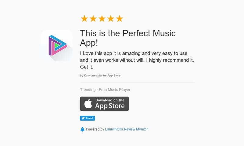 "This is the Perfect Music App! launchkit.io/reviews/afxnEh…
