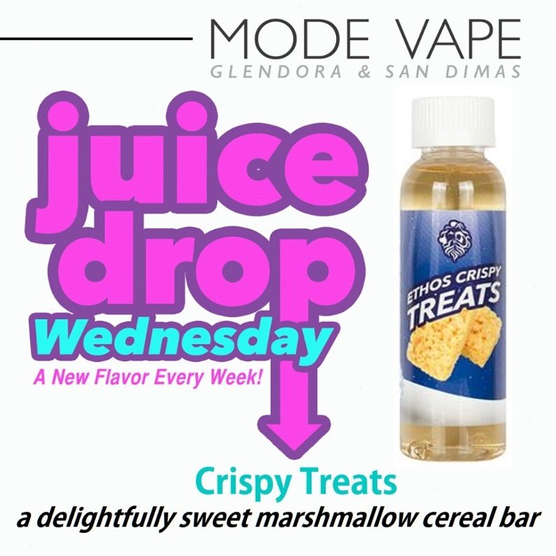 modevapetweets's tweet photo. It's #JuiceDropWednesday at #modevape! Crispy Treats are a #tasty Marshmallow cereal bar. #flavor #vape #SoCalVapers https://t.co/NT8jBHA7UF