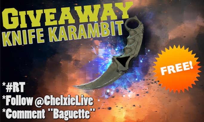 chelxie's tweet image. KNIFE #GIVEAWAY
*#RT
*Follow @ChelxieLive 
*Comment
More chance win:
Fb: goo.gl/9gkPSM
Insta: ChelxieLive