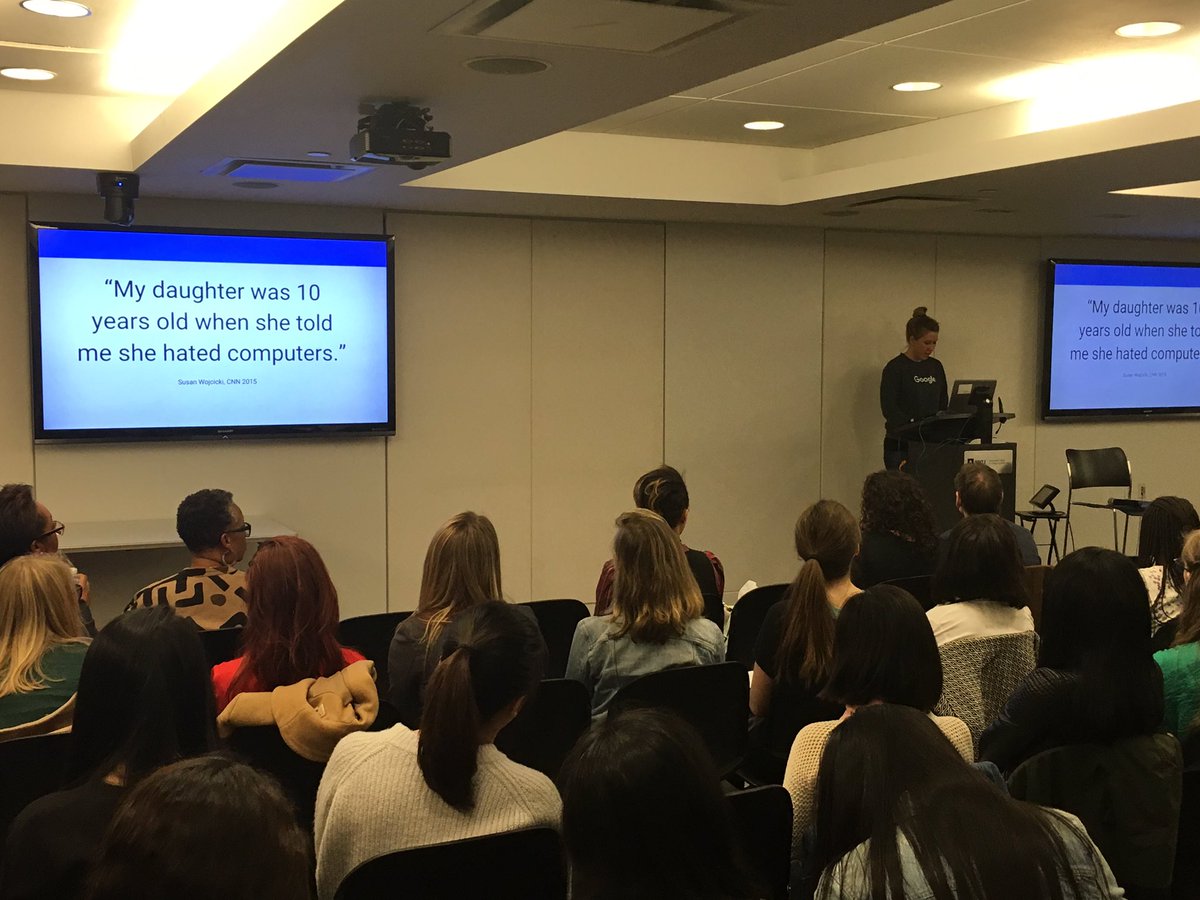 NYUWasserman's tweet photo. How is it being a woman in tech? Britt Hykal from google giving her talk! #Nyu #torchtalks https://t.co/BxevdpEIwe