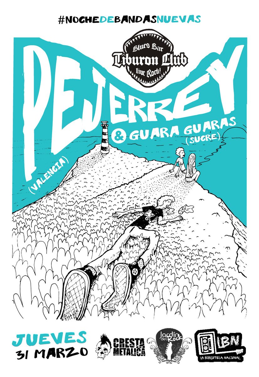 31 de marzo. en <a href="/TiburonClubBB/">Tiburón Club</a> con <a href="/guaraguaras/">Guara Guaras</a>... <a href="/jardindelrock/">Jardín Del Rock</a> @crestametalica <a href="/LBNfm/">LaBibliotecaNacional</a>